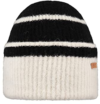Barts W Ounaa Beanie Gestreift-Schwarz-Weiß - Weiche komfortable Damen Alpakawoll Strickmütze, Größe One Size - Farbe Cr