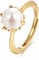 SKAIJEWEL Perlenringe Blume Silber 925 Damen Ringe Offen Vergoldet Verstellbarer Perle Ring und 8MM Imitationsperle Knopf Jubiläumsgeschenke für Frauen