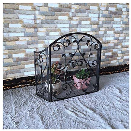 DYPASA Kaminschutz Indoor Kaminschutz 3 Panel Retro Metall dekorative Netzabdeckung Kamin Sichtschutzzaun Kleiner Bildschirm Funkenschutz Heimdekoration Funkenschutzabdeckung (Farbe: Schwarz)