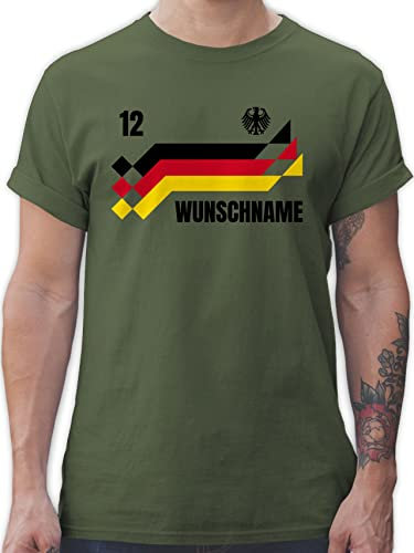 T-Shirt Herren - 2026 Fussball WM Fanartikel - Deutschland Trikot mit Name und Nummer Germany - XL - Army Grün - Deutschland-t-Shirt em Tshirt 2024 fußball German Shirt Bedruckt