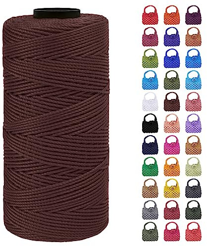 LEREATI Makramee Garn Geflochten 1.5mm x 200m Bunt Schnur für Armbänder Faden Zum Perlen Auffädeln, Macrame Cord 1.5mm für Basteln, Knüpfen, Dekoration, Borsa Crossbody (Kaffee)