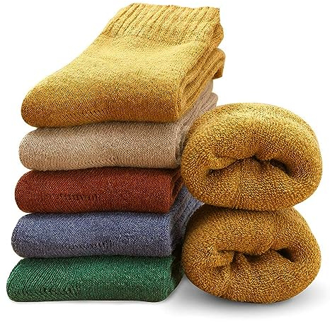 MOSOTECH 5 Pairs Thermal Womens Socks, Comfortable and Breathable Thick Winter Warm Ladies Crew Boot Socks for Casual Daily, UK 4-8