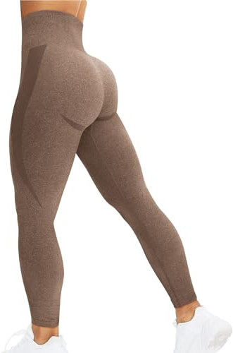 corcoar Sport Leggings Damen High Waist Seamless Hosen Gym Yoga Sport Leggings Booty Lifting Po Push Up Gym Sporthose Braun M