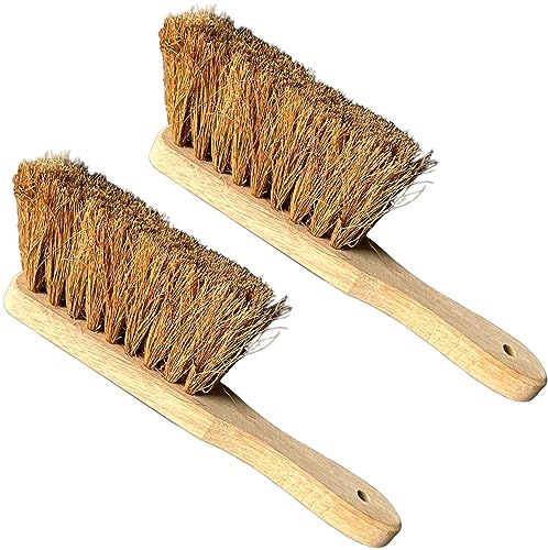 EDS Soft hand Brush for Cleaning Soft bristle Brush Wooden Scrubbing Hand Brush Heavy Duty Indoor Outdoor Handheld Wooden Handle brush for Cleaning Stairs Bricklaying Rug Soft Coco Brush (PACK OF 2)