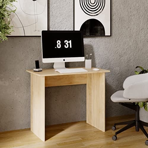 MRBLS_HOME Schreibtisch - minimalistisches Design & robuste Qualität – Bürotisch Computertisch Arbeitstisch Laptop-Tisch – für Büro Arbeitszimmer Homeoffice (Eiche) - 90 x 75 x 50 cm (B/H/T)