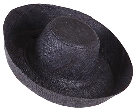 Miro Boho Chic - Sombrero Ibiza Medio. Practica y Chic Pamela de ala Media realizado en Rafia de Madagascar. Pamelas para Bodas y Tocados. Sombrero Playa Mujer Paja. Madrina Boda. (Negro)