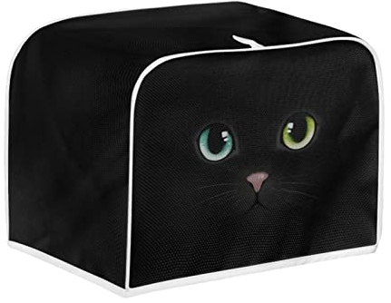 Kuiaobaty Black Cat Print Toaster Cover for 2 Slice Toaster, Animal Pattern Small Kitchen Bread Machine Dust Proof Cover