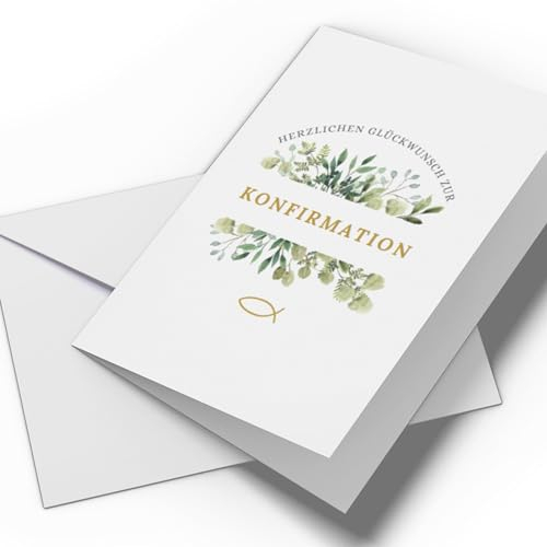 Glückwunschkarte Konfirmation | Set aus Din-A6 Klappkarte & Umschlag | Karte Konfirmation, Konfirmationskarten Jugendliche-Unisex | (Variante: Konfirmation - Blumig)