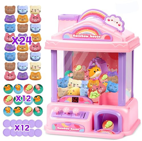 Mini machine à pinces pour enfants | Jouet arcade pour filles de 8 à 13 ans, machine à pinces électrique pour bonbons avec lumières LED et son réglable, cadeaux d'anniversaire pour filles à partir