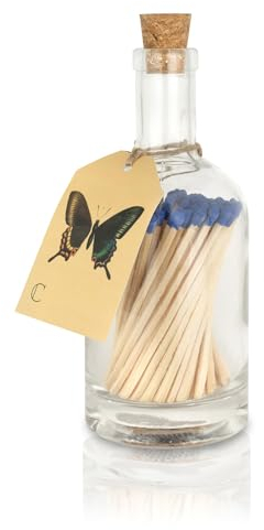 Curator Home Luxury Matches in a Bottle I Long Safety Matches I Stylish Butterfly Design