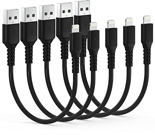 Lot de 5 câbles de charge courts pour iPhone - 30 cm - Certifié Apple MFi - USB vers Lightning - Câble de charge rapide et de données pour iPhone 14 13 12 11 Pro Max Mini XR XS X 8 7 6 6S Plus SE