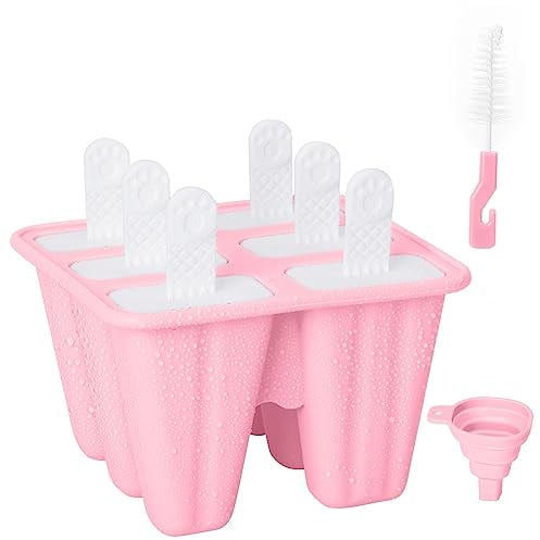 Ice Cream Mould Set, Ice Lolly Moulds with Sticks, Ice Pop Moulds, 6 Pieces Reusable Silicone Popsicles Molds for Adult Kids