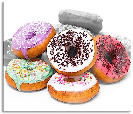 Donut mit Glasur und Liebesperlen Herdabdeckplatte & Spritzschutz aus Echtglas | Für Herd-Kochfelder | 60x52 cm