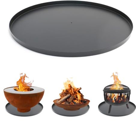 Heat Outdoor Living Bodenplatte Rund Ø 50 cm - Bodenschutz für Feuerkorb oder Feuerstellen – Platte Rund 50 cm – Schwarz Stahl - 50 x 50 x 2 cm