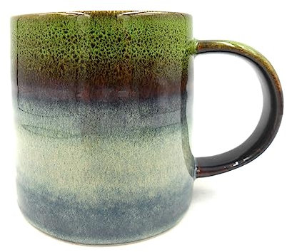 Reactive Glaze Stoneware Studio Brulee Mug in Emerald Green and Blue