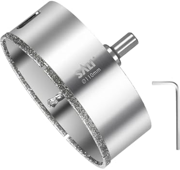 SALI Diamond Drill Bit 110 mm Diamond Hole Saw Drill with Center Guide Bit Glass Hole Saw Core Drill Bit for Glass/Tile/Ceramic/Marble/Limestone/Fiberglass/Porcelain Cutting