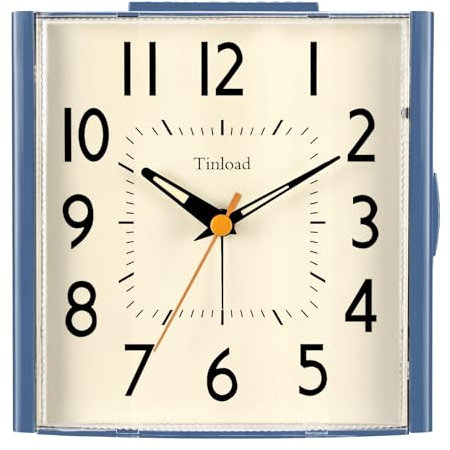 Grand réveil analogique vintage rétro de 11,9 cm, super silencieux, sans tic-tac, avec lumière manuelle, répétition, fonctionne avec piles, design simple, pour salon, chambre, chevet, bureau, horloge