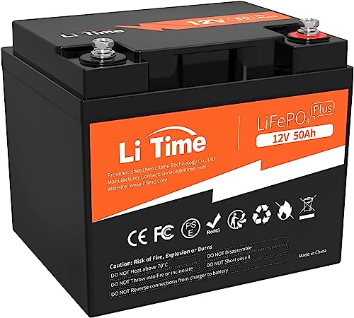 LiTime 12V 50Ah Plus LiFePO4 Lithium Battery for Trolling Motor, 50A BMS, 10 Years Lifetime 4000+ Cycles Output Power 640W, Perfect for RV, Boat Marine Trolling Motor Camping