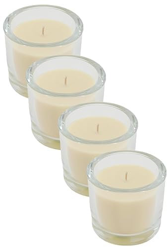 4 Stück GALA Candle Kerzen im Glas – Minnesota - weiss – Kerzen - Glaskerze - lange Brenndauer – Haushaltskerzen - ohne Duft - Whisky Gläser - Advent - Weihnachten