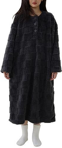 Vestaglia Donna Invernale in Pile Vestaglia da Bagno Lunga in Cotone con Cappuccio Leggero Morbido Effetto Spugna Pile Pesante Donna