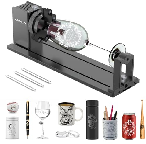 Creality Kit rotativo oficial Pro Laser Rotary Roller 3 en 1 multifunción grabado accesorios para grabado láser, mandíbula rotativa para grabar objetos cilíndricos, copa de vino, bate de béisbol,