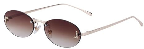 JNWHY Sonnenbrille Herren Modische Rahmenlose Sonnenbrille Mit Geschnittenem Rand Für Damen Mit Diamant-Intarsien Ovale Sonnenbrille Für Damen Brillengröße 9