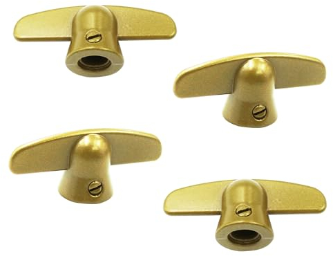 Follde Ersatz-Kurbel für Flügelfenster, T-Kurbel, Fenstergriff, Flügelbetreiber, 0,95 cm Spline-Größe, Flügelmutter-T-Griff, silberfarbenes Metall (Champagner x 4 Stück)