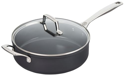 Le Creuset Essential Non-stick Ceramic Sauté Pan with Glass Lid, 4 ¼ qt.