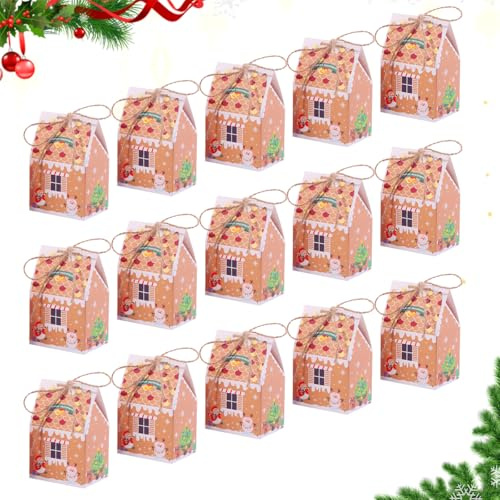20 Stück Weihnachten Party Geschenkboxen, Weihnachten Geschenkboxe, Karton Weihnachtsbox, Weihnachten Mitbringsel Taschen, Adventskalender DIY Dekorationen für Weihnachtsparty Dekorationen