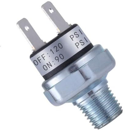 Generisch Luftkompressor-Druckschalter, 70-100/90-120PSI, Kompressor-Druckschaltersteuerung aus Aluminiumlegierung, 1/4-Zoll-NPT-Anschluss(90 to120PSI)