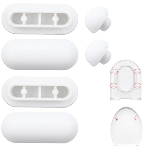 6 Pezzi Paracolpi WC,Paracolpi Sedile WC,Tavoletta WC,Paracolpi Tavoletta WC,Ricambi Copriwater,per Case,Hotel,Ospedali,Scuole,4 Buffer ad Anello+2 Buffer per Coperchio(Bianco)