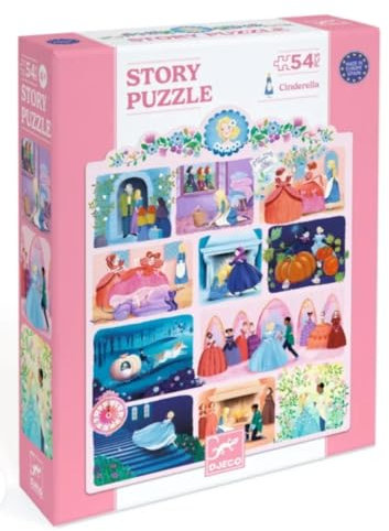 DJECO Story Puzzles Aschenputtel Spiel für Kinder Alter 4 + Stück 54 Farben gemischt