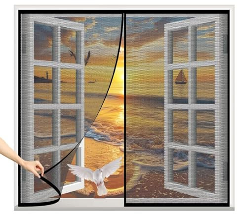 Zanzariera avvolgibile zanzariera per finestre,W75xH170cm zanzariera magnetica porta kit automontaggio chiusura automatica innovativa nero