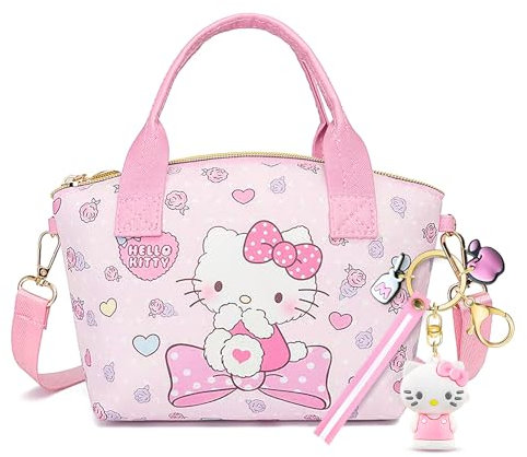 MäDchen Handtasche, Handtasche FüR Kinder Mit Verstellbarer Gurt, Katze Cartoon Crossbody Handbag Mit Kitty SchlüSselanhäNger, Kinderhandtasche, Kinder GeldböRse Zum Geeignet FüR MäDchen