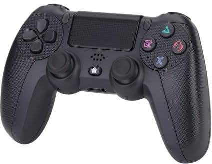 NK Mando para PS4 / PS3 / PC/Móvil Inalámbrico - Wireless Controller con Dualshock, Función Detección 6 ejes, Luz LED, Panel Táctil, Entrada para Auriculares, Cable de Carga incluido - Negro