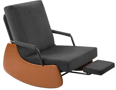 Hawthyhome Schaukelstuhl • Liegestuhl • Loungesessel•mit Fußstütze - 3 Positionen verstellbare Rückenlehne - Wohnzimmer/Veranda/Außen Schaukelstuhl Dekorativer Stuhl Schwarz