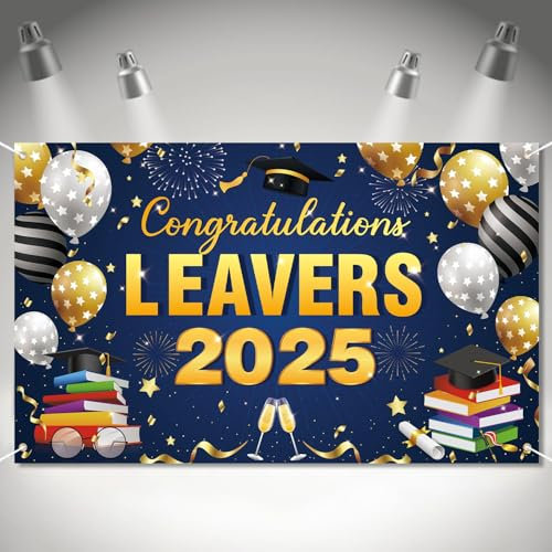Class of 2025 Banner, 180x110cm Graduation Backdrop, Weather-Resistant Fabric Leavers 2025 Decorations, Celebrate Achievements with Premium Graduation Decorations for Indoor & Outdoor Events