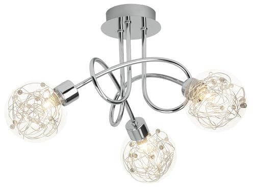 A.S. Création Deckenleuchte in Metallic Silber aus Glas - Basic Lampe Dimmbar DD128848 - Innenleuchte Kugel - 43cm (B) x 20,5cm (H)