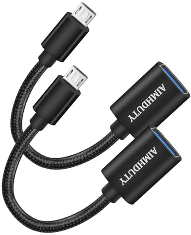 Lot de 2 adaptateurs micro USB vers USB 2.0 OTG, nylon tressé, coques en aluminium, câble micro USB mâle vers USB femelle pour S7 LG, clé USB, souris, clavier, manette de jeu