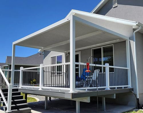 Pergola bioclimatique en aluminium de 4,24 x 3 m avec persiennes réglables de 12,72 m² pour jardin, terrasse, tonnelle blanche élégante pour arrière-cour