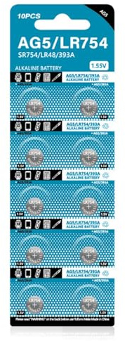 MHADBKH AG5-Knopfzellen-Batterien, 1,55 V, LR754, 193, SR754, 546, RW28, 939A, LR48, D309, Knopfzelle, Ersatz für Uhren, Garagentoröffner, Batterien, 10 Stück