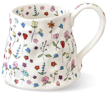Calkkrer Große Keramik Kaffee Tasse Niedliche Blume Mit Handgemachtem Großem Griff, 500ml Mädchenhaftes Rosa Blüten Tee Becher Für Frauen Valentinstag Weihnachtliche