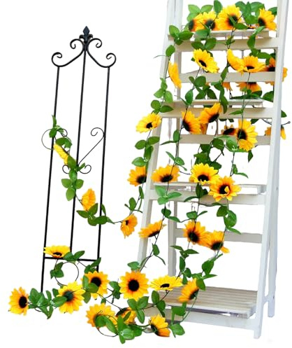 4 Stück Künstliche Sonnenblumen Girlande, Künstliche Sonnenblumen Reben, Hängend Sonnenblumegirlande, Blumengirlande Künstlich, für Garten Party Hochzeit, Zuhause Hochzeitsarrangement