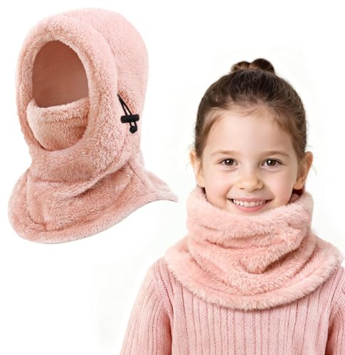 AYPOW Cagoule d'hiver Thermique pour Enfants 3-9 Ans, Multifonction Coupe-Vent Réglable Masque de Ski, Bonnet en Polaire Chaude, Casquette Cache-Cou Tour de Cou écharpe pour Garçons Filles Plein Air