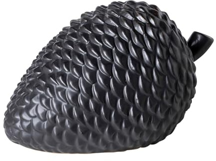 Fink Deko-Zapfen Porzellan schwarz 13 cm - eleganter Tannenzapfen mit detailreicher Struktur, stilvolles Wohnaccessoire für festliche Weihnachtsdekoration auf Tisch, Kommode oder Fensterbank