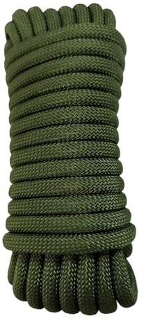 HUtzpah Corde Statique 10mm 30m Escalade Haute résistance Forte Charge | Vert olive, nylon anti-usure à forte charge. Sauvetage, bateau, randonnée, alpinisme, camping. Sac inclus.