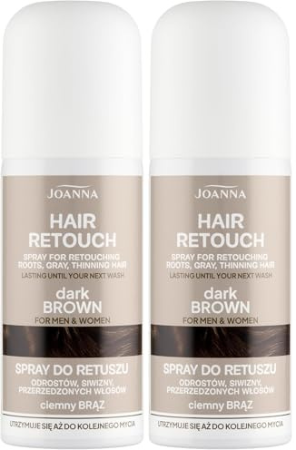 JOANNA Ansatzspray Dunkelbraun 75 ml – Kaschieren grauer Haare & nachwachsender Ansätze – Stufenlose Abdeckung – Kaschmiereffekt – Natürliches Farbergebnis – Ansatz-Kaschierspray (Packung mit 2)