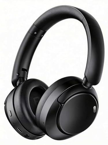 TIMU Active Noise Cancelling Headphones,100H Playtime,Wireless Over Ear Bluetooth Headphones with Deep Bass,Transparency Mode,Clear Calls,Foldable Lightweight for Home/Travel/Commute/Office,Black