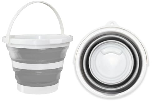Hmfmdy Collapsible Bucket, 3L Silicone Folding Water Bucket, Sturdy Handle, Space Saving Multi Purpose Home Cleaning Bin, Portable Fishing Camping Baskets for Pet Feeding, Car Washing - Grey
