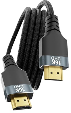 lungo Cavo HDMI 3 M,Cavo HDMI 2.2 Alta Velocità 96Gbps,16K@60Hz/8K@240Hz/2K@480Hz,HDR10+ Dolby Vision/Atmos,Supporto HDCP 2.3,Connessione 3D Compatibile con HDMI 2.1,PS5,PS4,Xbox Series X/S,Monitor TV